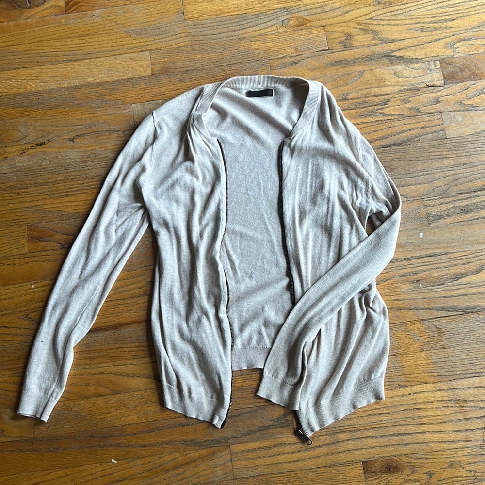 Beige zip cardigan